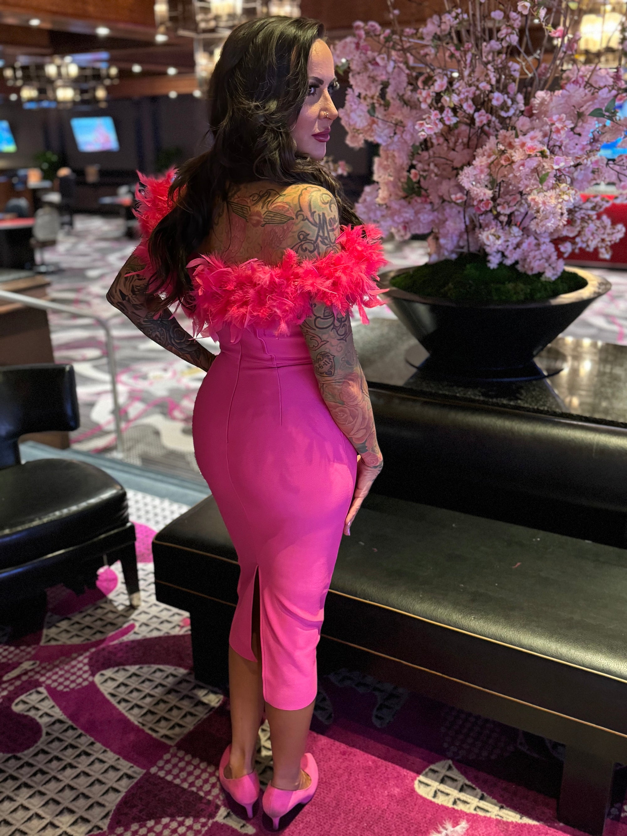 Feathered Bandage Dress