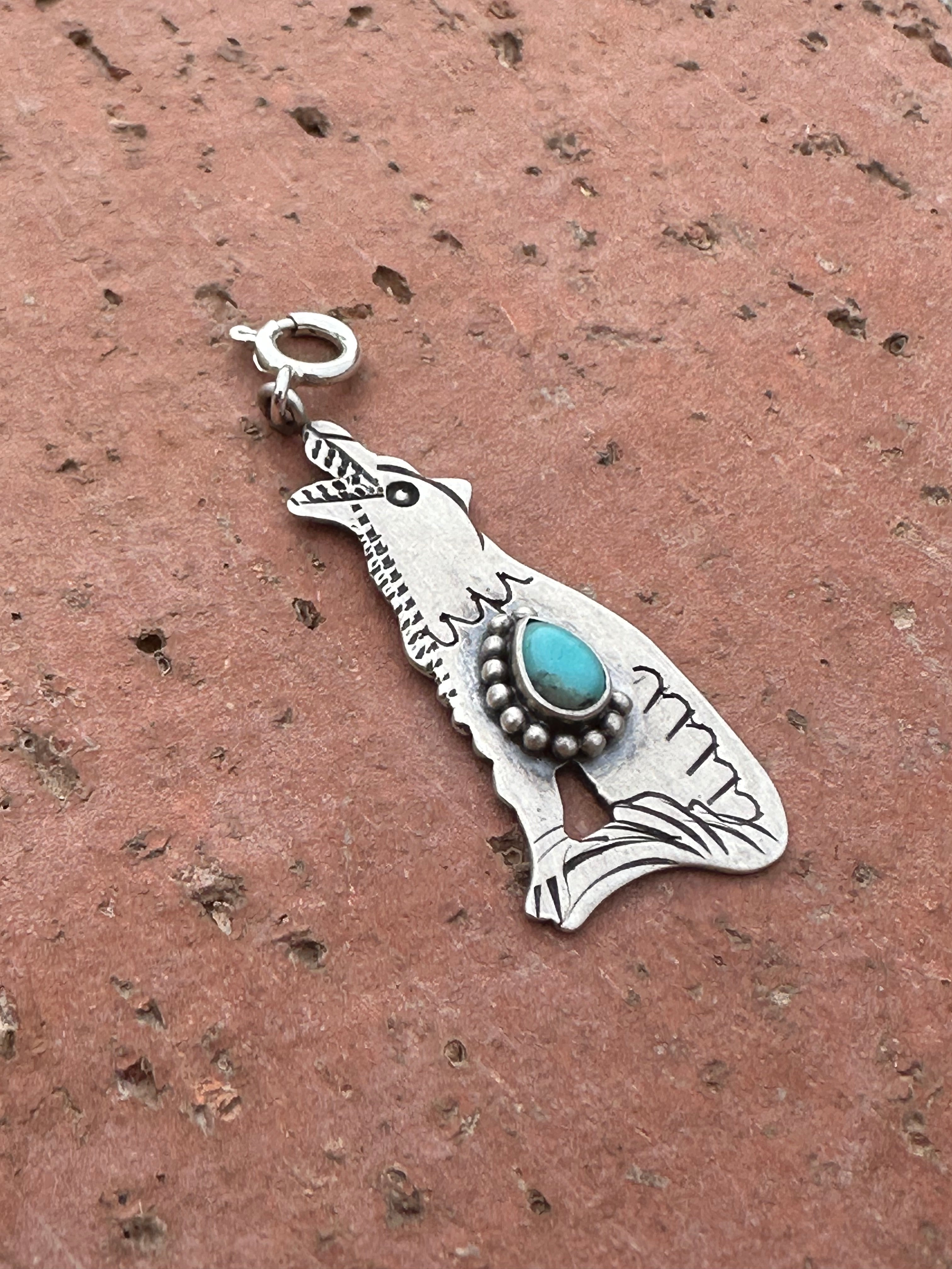 Sterling Silver Turquoise Coyote Charm