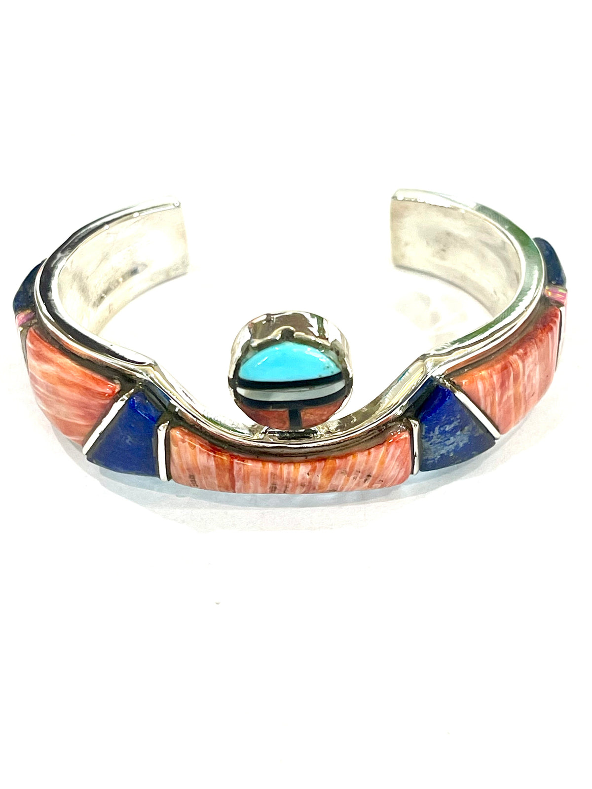 Handmade Sterling Silver Multi Stone Inlay Cuff