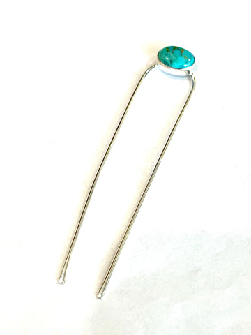 Handmade Turquoise & Sterling Silver Hair Pin