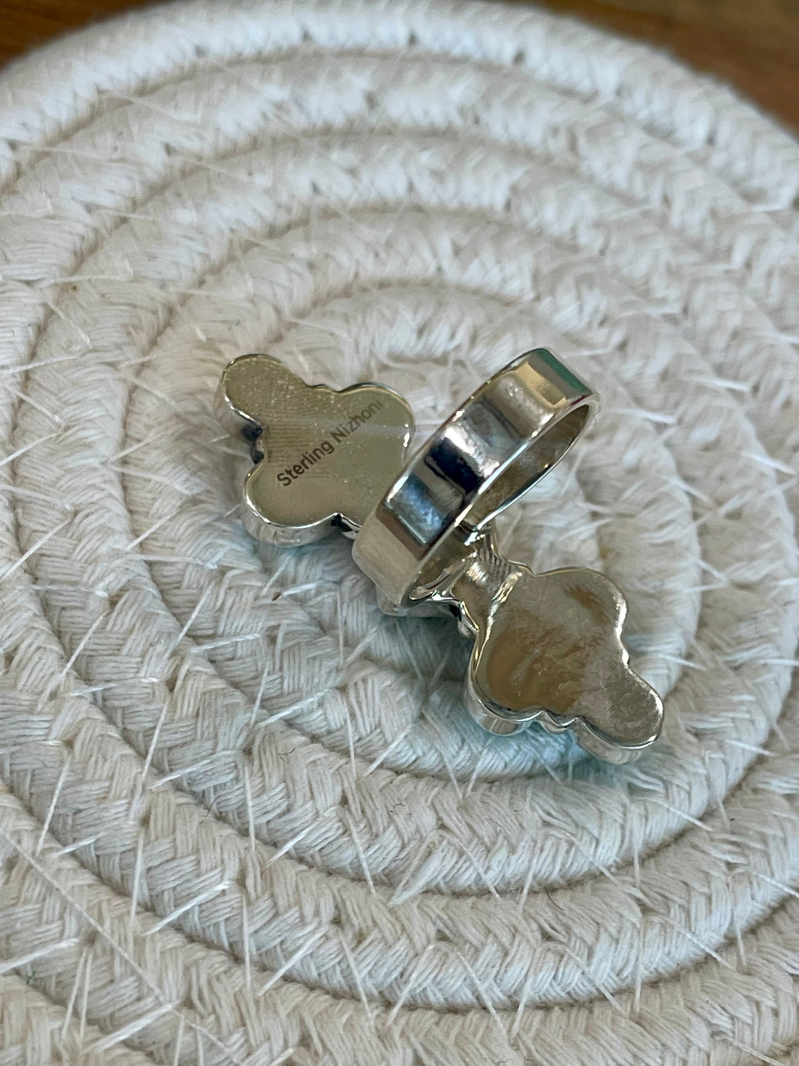 Handmade Turquoise And Sterling Silver Adjustable  Ring