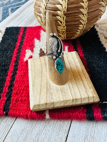Old Pawn Vintage Navajo Sterling Silver & Turquoise Ring Size 5