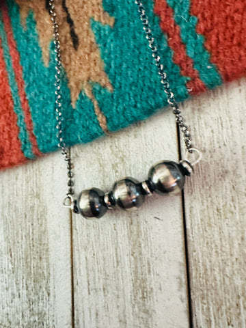 Navajo Sterling Silver Pearl Beaded Chain Necklace - Everest Ranch