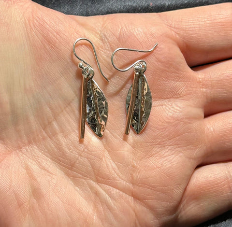 SILVER LEAF W/ COPPER CENTER EARRINGS