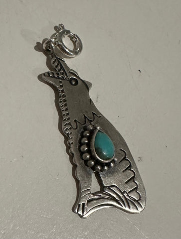 Sterling Silver Turquoise Coyote Charm