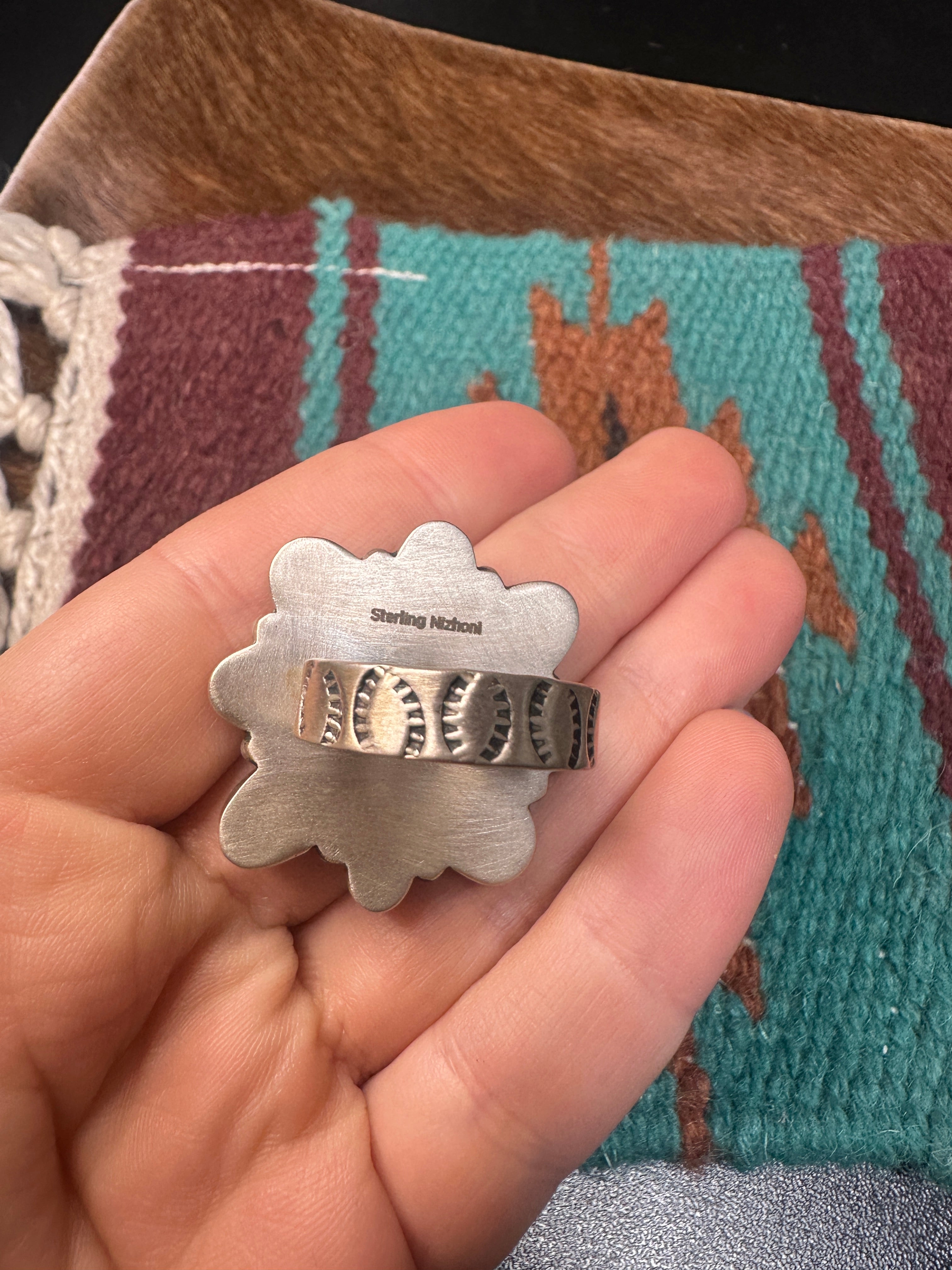 Nizhoni Handmade Palomino Turquoise Flower Cluster Ring-Unique Jewelry