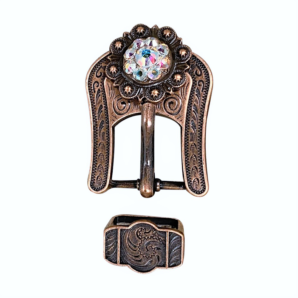 Copper AB Crystal Conchos Sizes from 1&quot;-3&quot; and Buckles