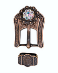 Copper AB Crystal Conchos Sizes from 1"-3" and Buckles