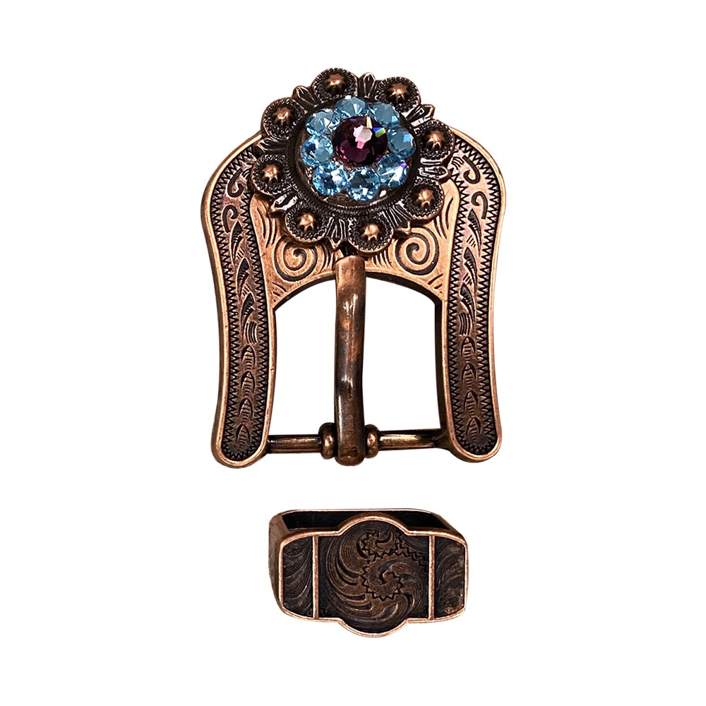 Copper Amethyst, Aqua, Clear Crystal Conchos Sizes from 1&quot;-3&quot; and Buckles