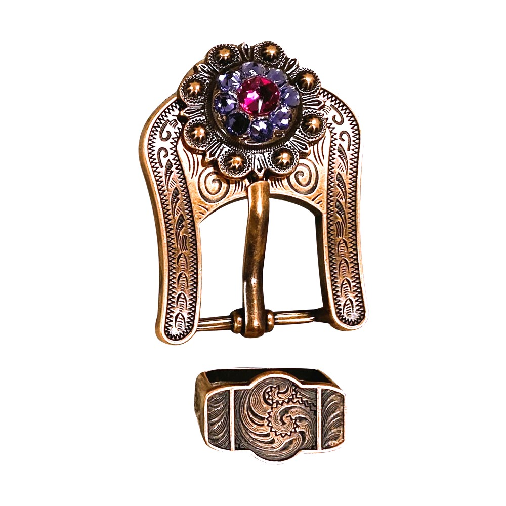 Copper Fuchsia - AB - Lilac Crystal Conchos Sizes from 1&quot;-3&quot; and Buckles