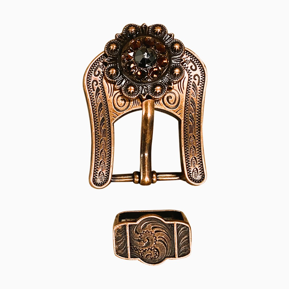 Copper Jet - Champagne - Topaz - Crystal Conchos Sizes from 1&quot;-3&quot; and Buckles
