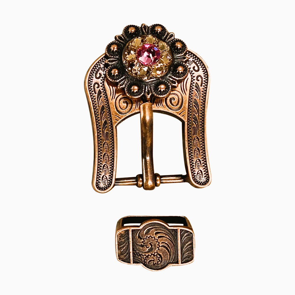 Copper Pink - AB - Champagne - Crystal Conchos Sizes from 1&quot;-3&quot; and Buckles