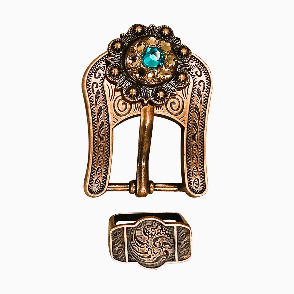 Copper Teal - Champagne - Topaz - Crystal Conchos Sizes from 1&quot;-3&quot; and Buckles