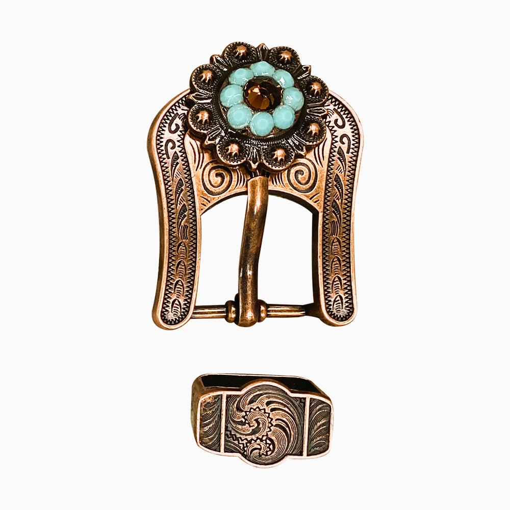 Copper Topaz - Turquoise - AB - Crystal Conchos Sizes from 1&quot;-3&quot; and Buckles