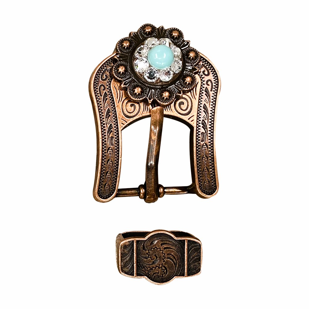 Copper Turquoise - Clear - Crystal Conchos Sizes from 1&quot;- 3&quot; and Buckles