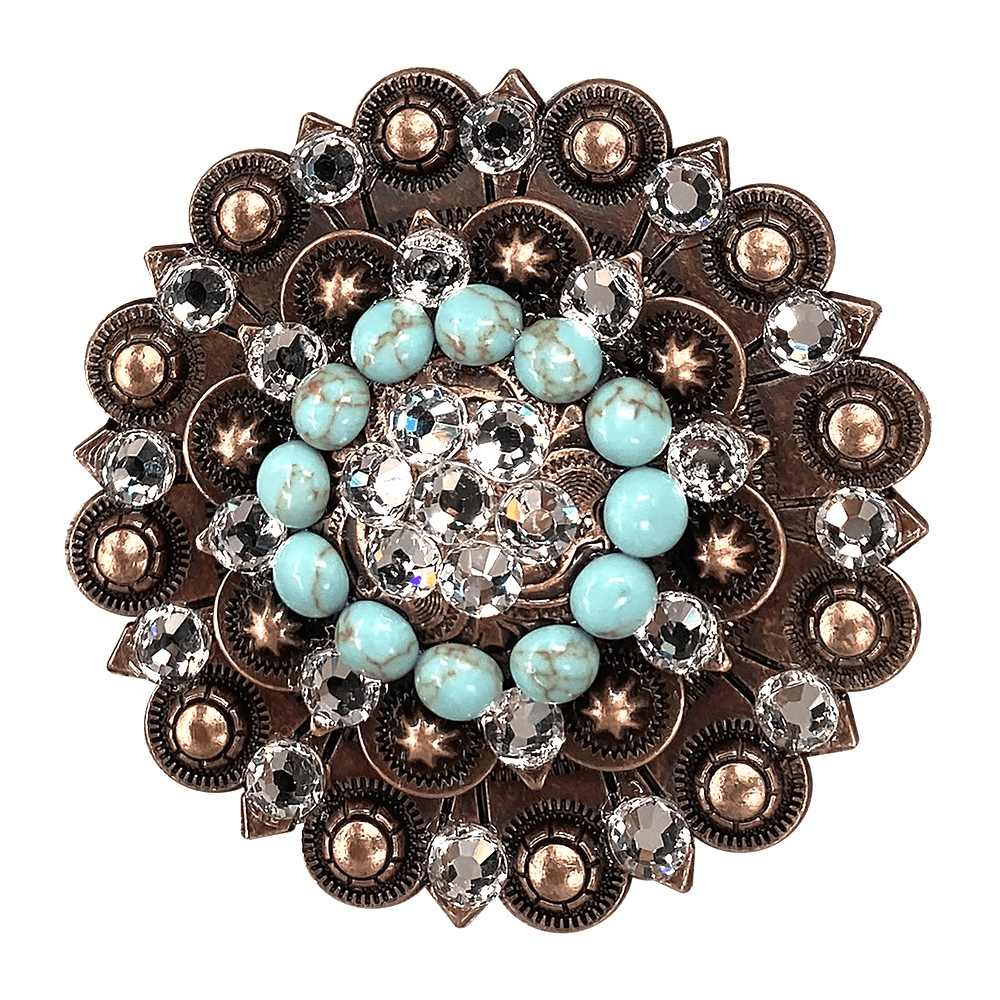Fashion Turquoise &amp; Clear Copper Berry Jacket European Crystal Concho