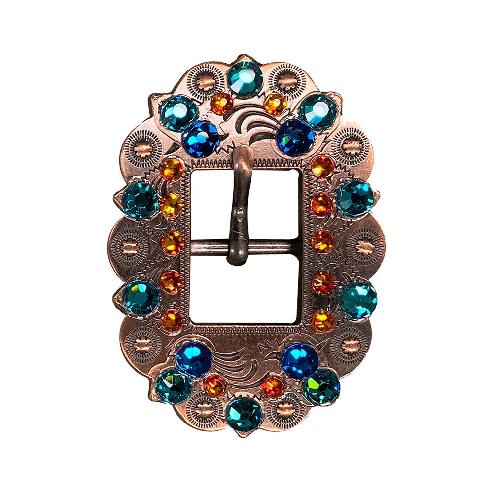 Copper Capri - Fire Opal - Teal - Crystal Conchos Sizes from 1&quot;-3&quot; and Buckles