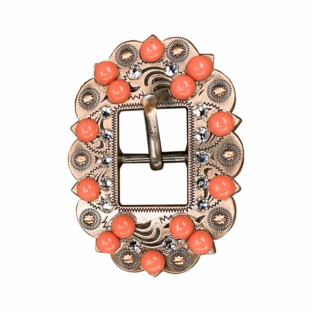 Copper Coral - Clear Crystal Conchos Sizes from 1&quot;-3&quot; and Buckles