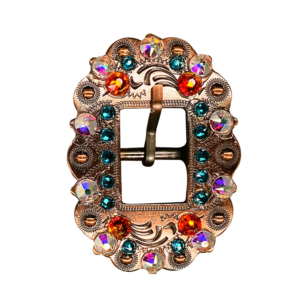 Copper Fire Opal - Teal - AB Crystal Conchos Sizes from 1&quot;-3&quot; and Buckles