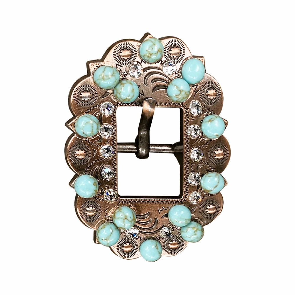 Copper Turquoise - Clear - Crystal Conchos Sizes from 1&quot;- 3&quot; and Buckles