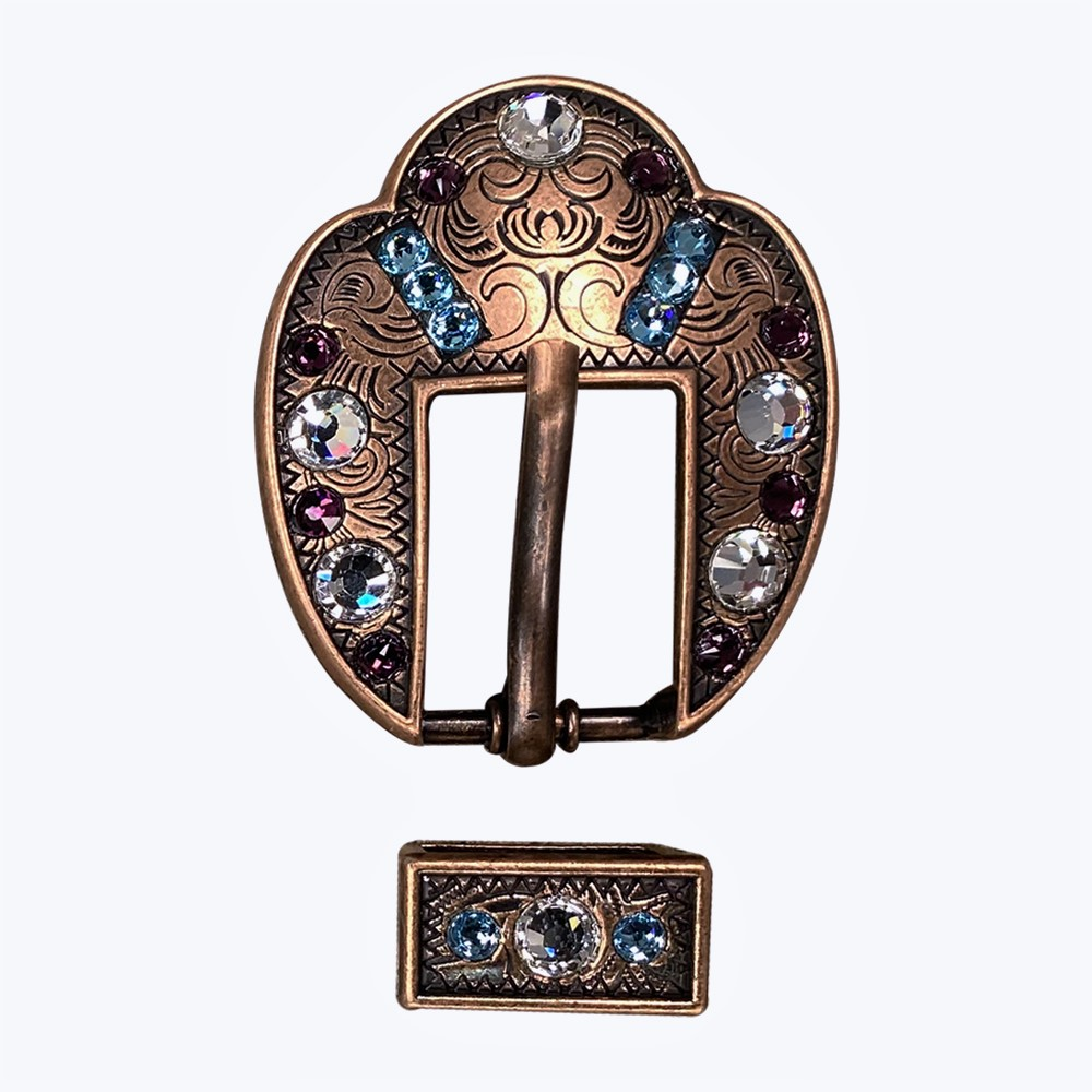 Copper Amethyst, Aqua, Clear Crystal Conchos Sizes from 1&quot;-3&quot; and Buckles