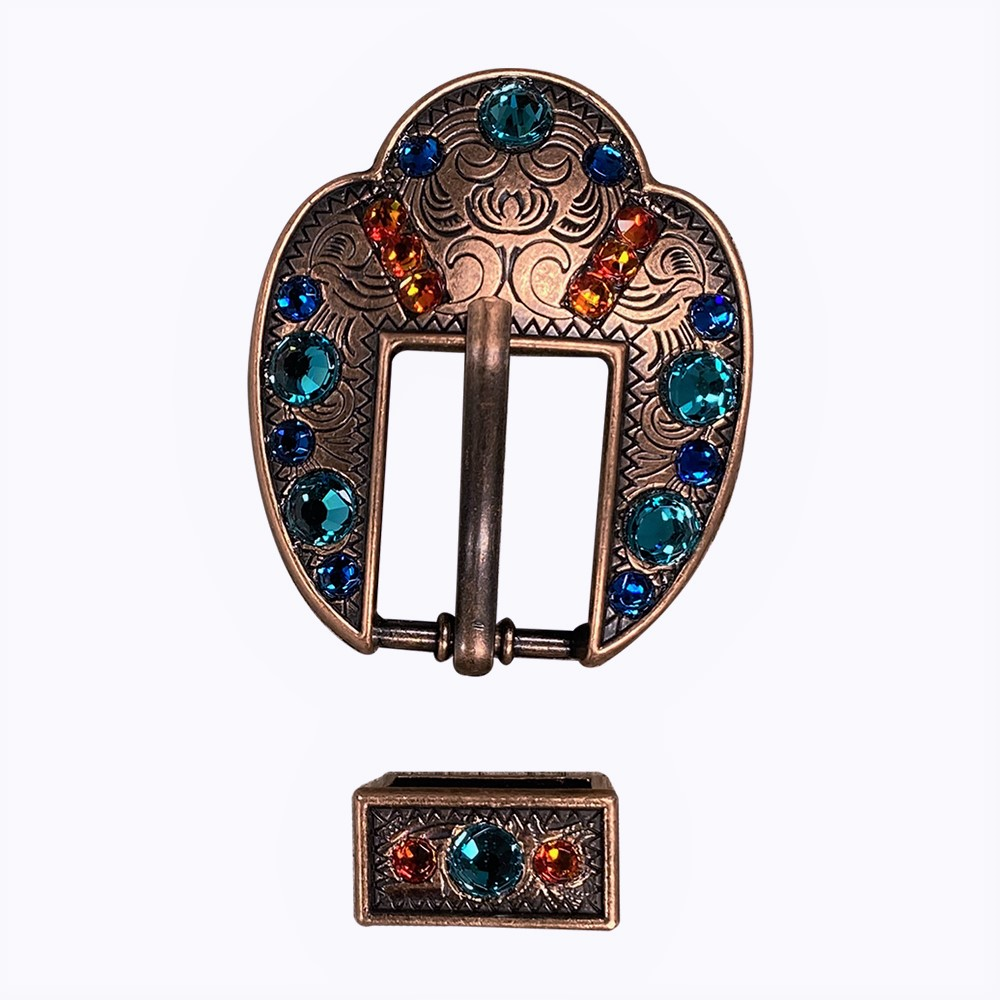Copper Capri - Fire Opal - Teal - Crystal Conchos Sizes from 1&quot;-3&quot; and Buckles