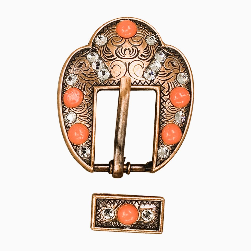 Copper Coral - Clear Crystal Conchos Sizes from 1&quot;-3&quot; and Buckles