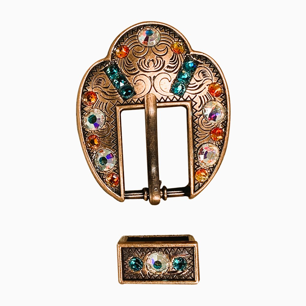 Copper Fire Opal - Teal - AB Crystal Conchos Sizes from 1&quot;-3&quot; and Buckles