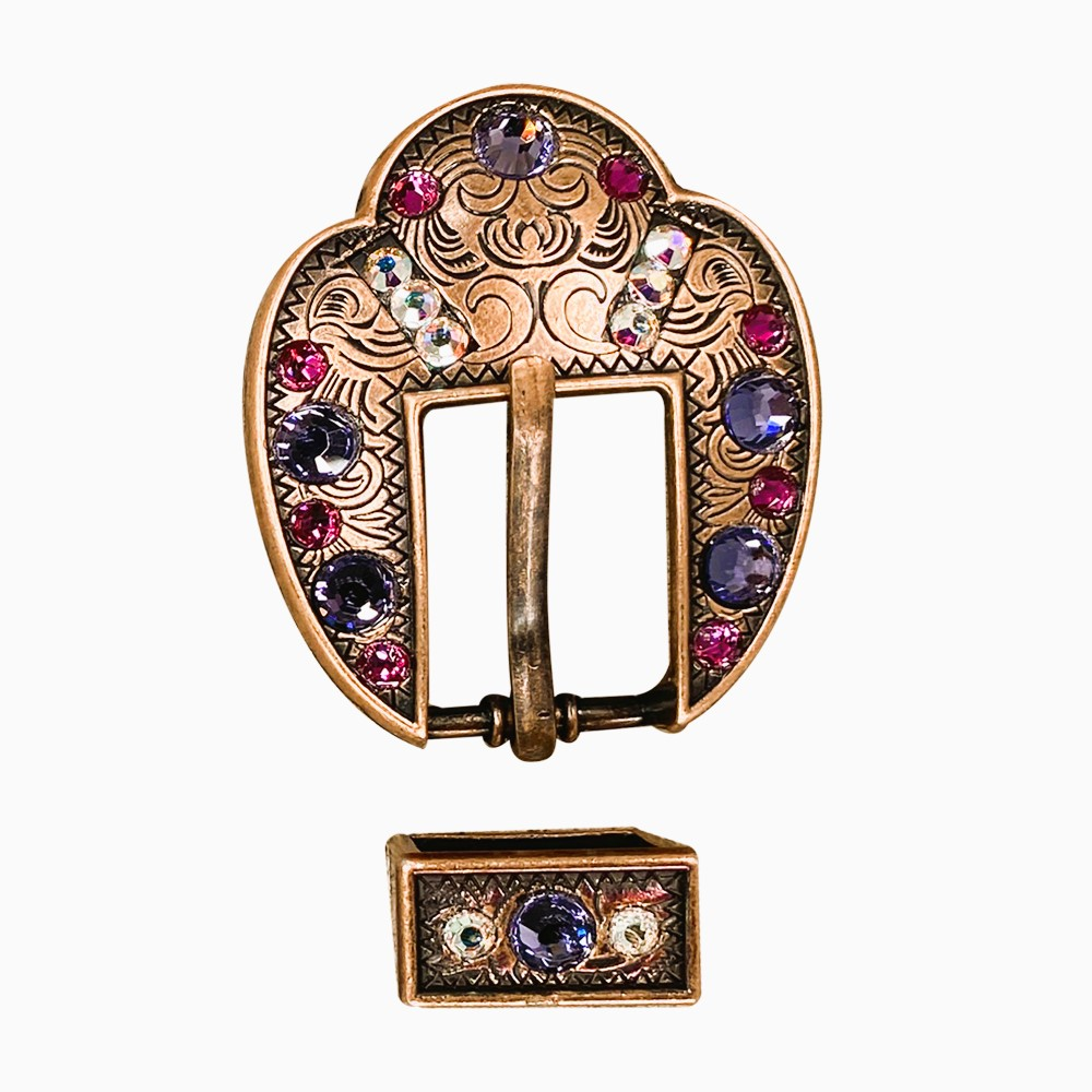 Copper Fuchsia - AB - Lilac Crystal Conchos Sizes from 1&quot;-3&quot; and Buckles