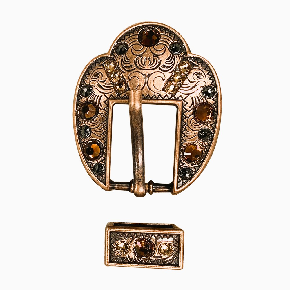Copper Jet - Champagne - Topaz - Crystal Conchos Sizes from 1&quot;-3&quot; and Buckles