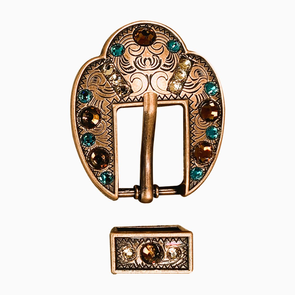 Copper Teal - Champagne - Topaz - Crystal Conchos Sizes from 1&quot;-3&quot; and Buckles