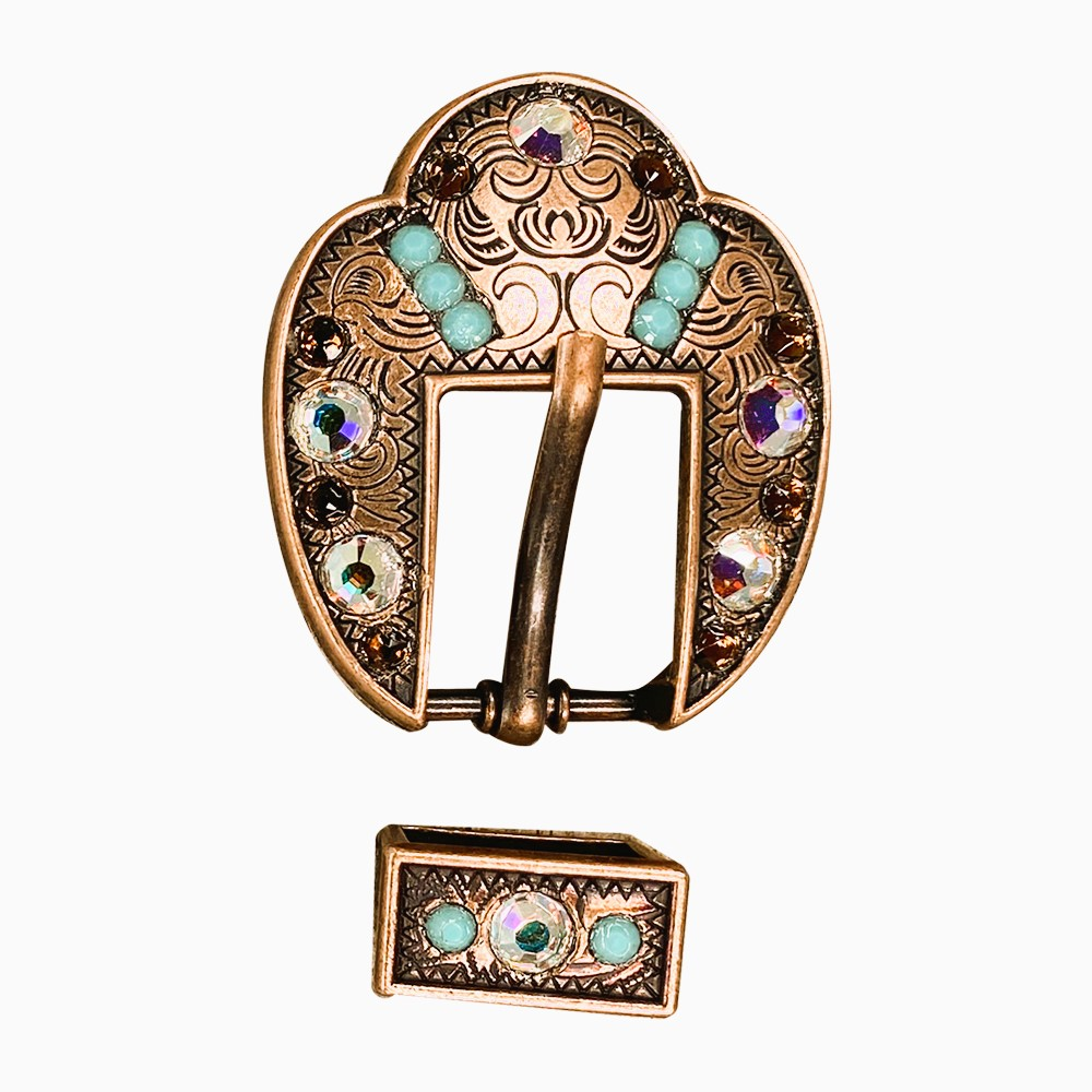 Copper Topaz - Turquoise - AB - Crystal Conchos Sizes from 1&quot;-3&quot; and Buckles