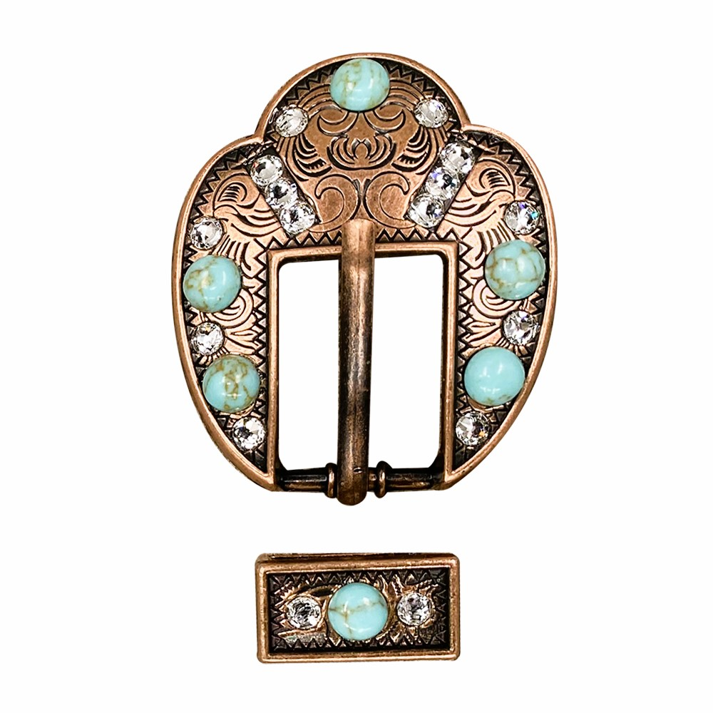 Copper Turquoise - Clear - Crystal Conchos Sizes from 1&quot;- 3&quot; and Buckles