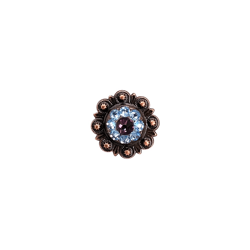 Amethyst &amp; Aqua Copper 1&quot; European Crystal Concho