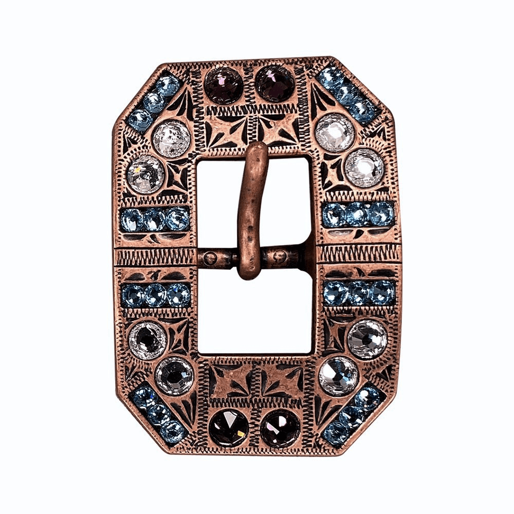 Amethyst, Aqua &amp; Clear Copper European Crystal Square Cart Buckle