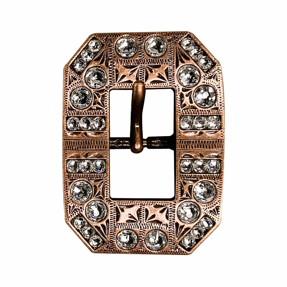 Copper Clear Crystal Conchos Sizes from 1&quot;-3&quot; and Buckles