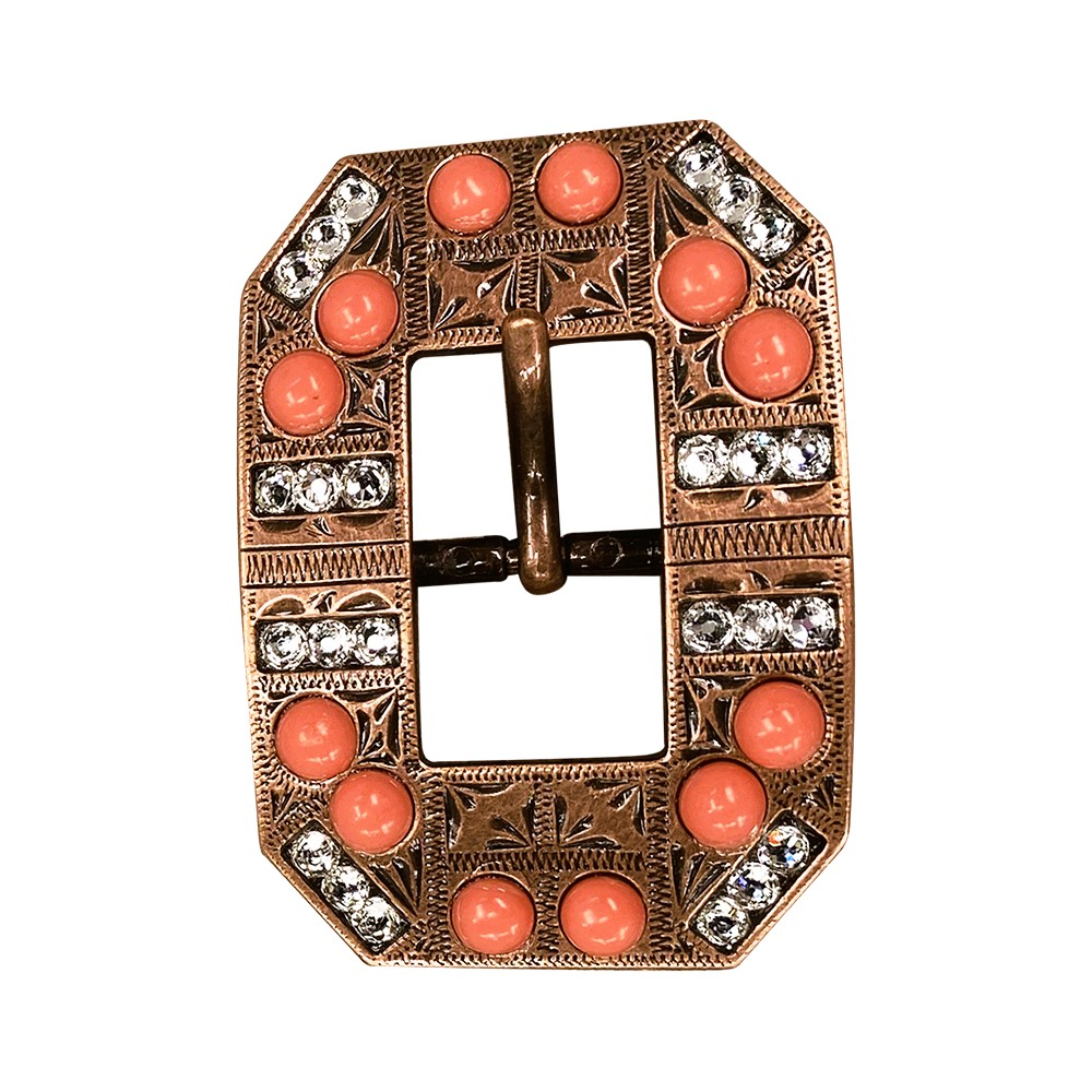 Copper Coral - Clear Crystal Conchos Sizes from 1&quot;-3&quot; and Buckles