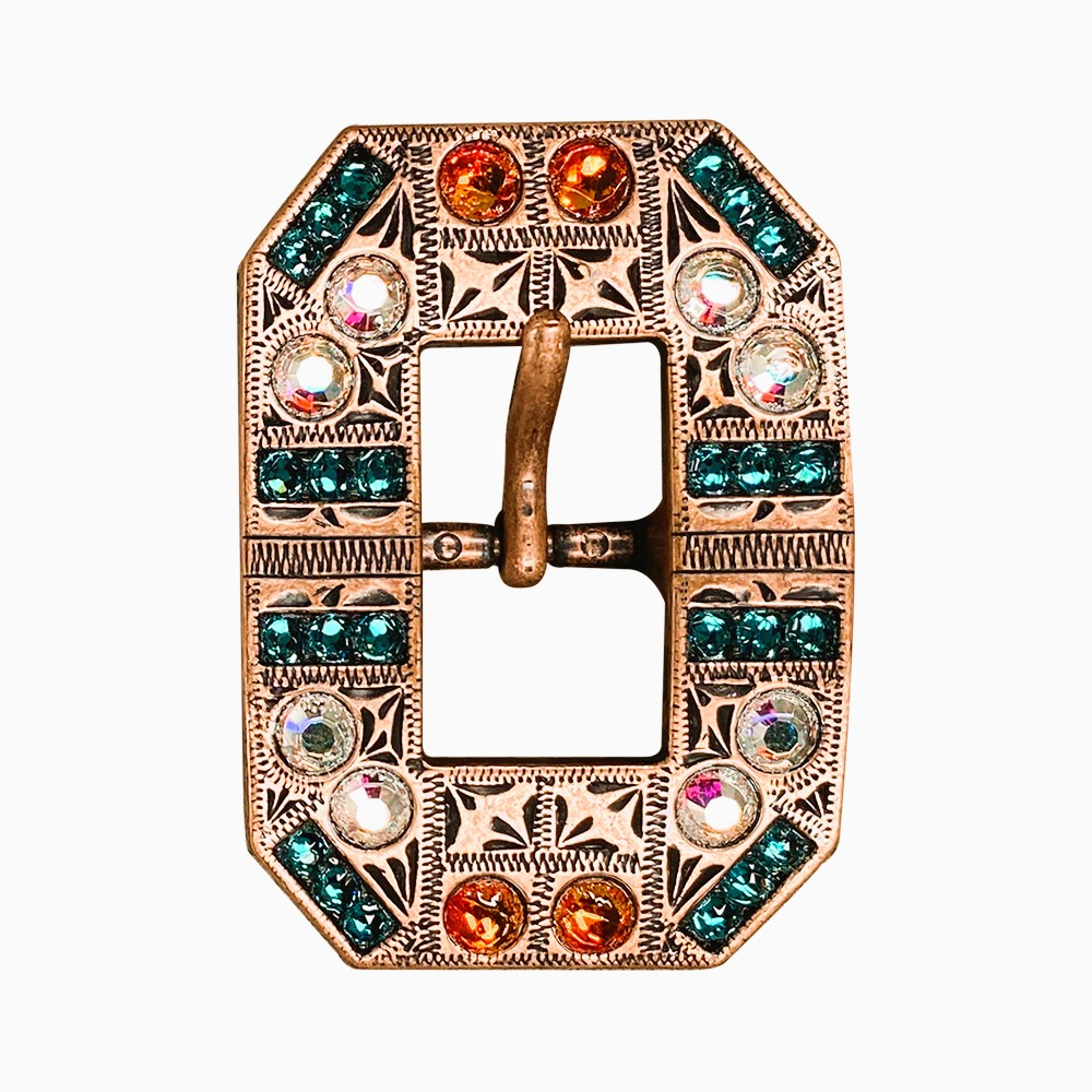 Copper Fire Opal - Teal - AB Crystal Conchos Sizes from 1&quot;-3&quot; and Buckles