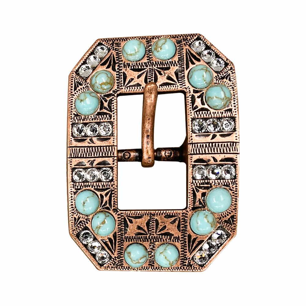 Copper Turquoise - Clear - Crystal Conchos Sizes from 1&quot;- 3&quot; and Buckles
