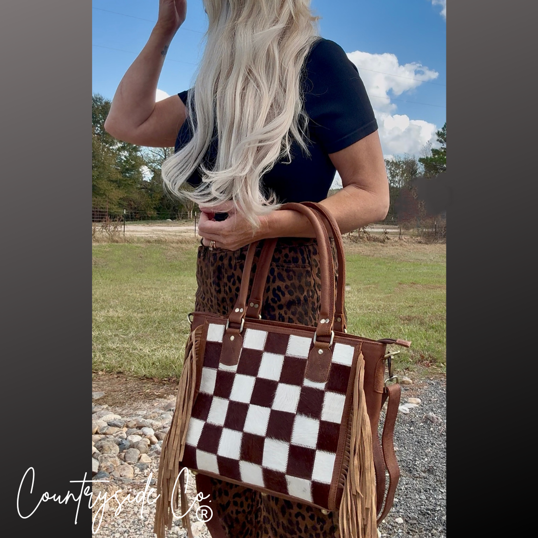Canyon Check Cowhide Concealed Carry Purse