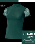 Charlie Short Sleeve Lace Riding Shirt - Emerald Green