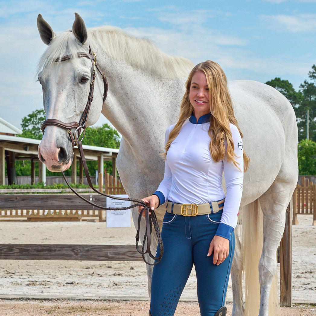 Roxana - Black &amp; Luxe Gray Long Sleeve Riding Shirt