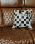 Checkered Cowhide Throw Pillow Cover