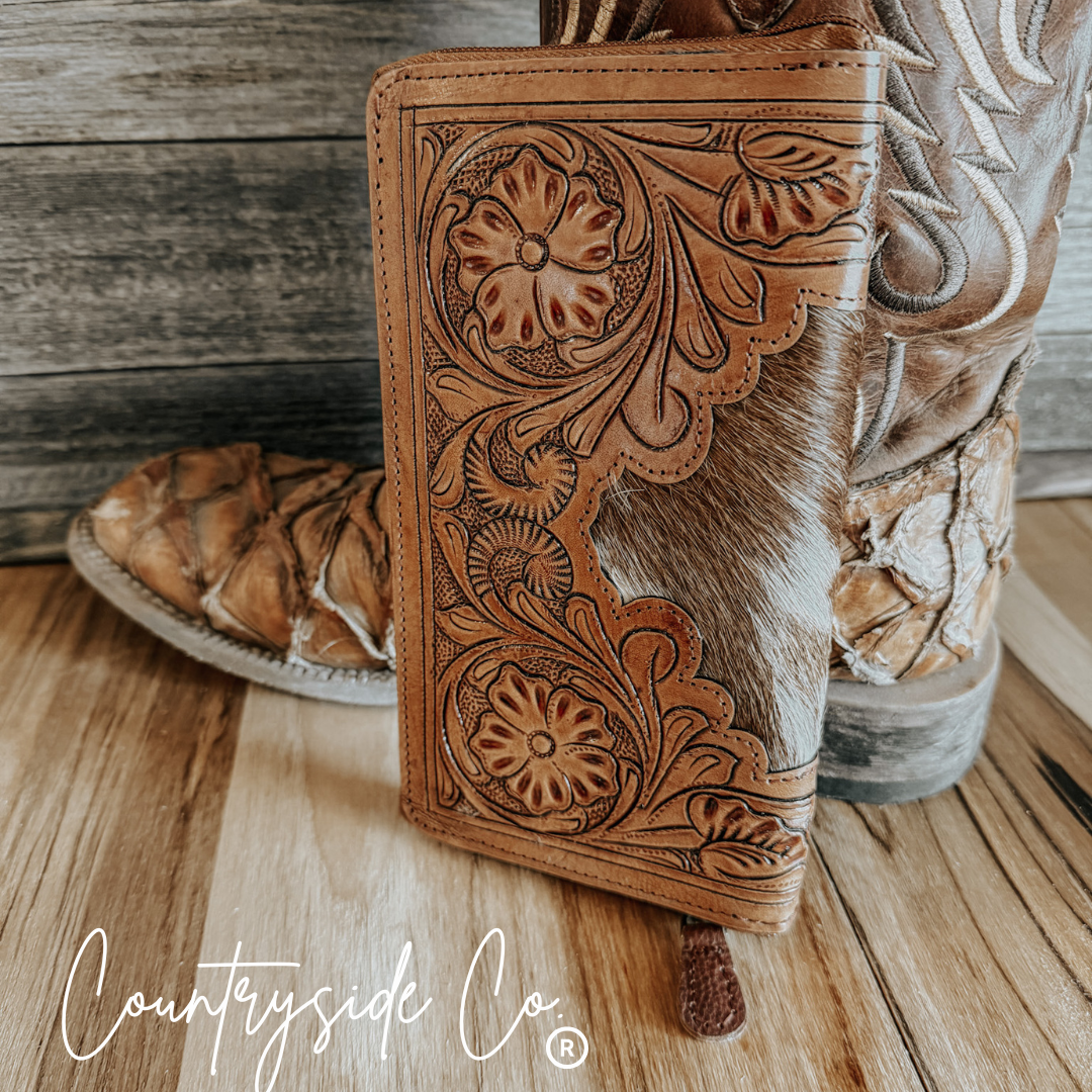 Juliet Tooled Leather Cowhide Wallet by Countryside Co.