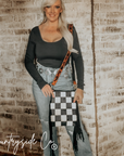 Stockyard Checkered Cowhide Fringe Purse by Countryside Co.