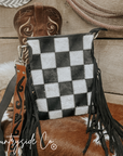 Stockyard Checkered Cowhide Fringe Purse by Countryside Co.