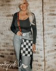 Stockyard Checkered Cowhide Fringe Purse by Countryside Co.