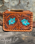 Tooled Leather Pouch, Bag Organizer