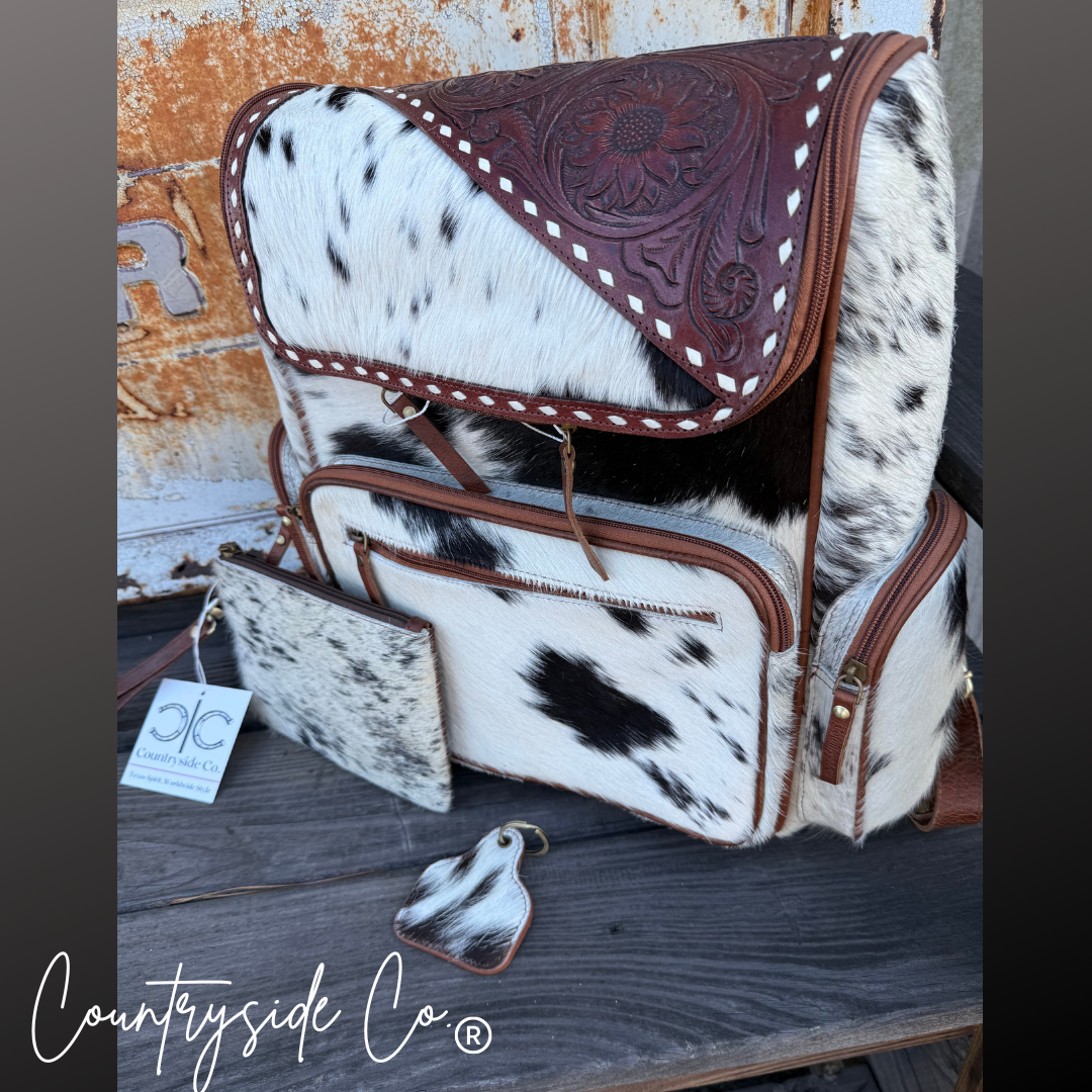 Mesa Cowhide Concealed Carry Backpack, Wristlet, Keychain BUNDLE