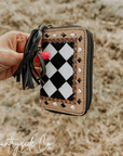 The Sidekick Checkered Mini Wallet Keychain